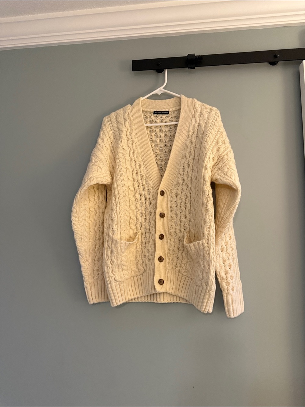 Brandy Melville Cable Knit Button-Front Cardigan Sweater - Cream